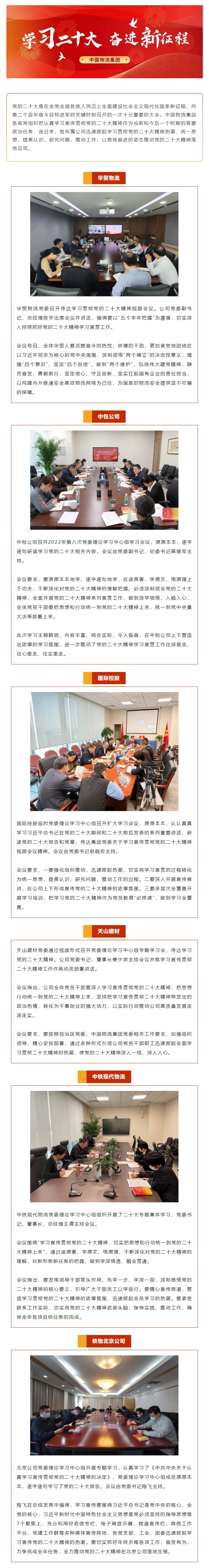 新葡萄8883物流集团各所属公司掀起学习贯彻党的二十大精神热潮②